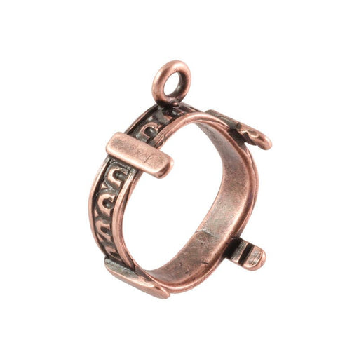 Pendant Bezel Setting for 12mm Cushion Stone, 1 Corner Loop - Antiqued Copper Plate (Each)