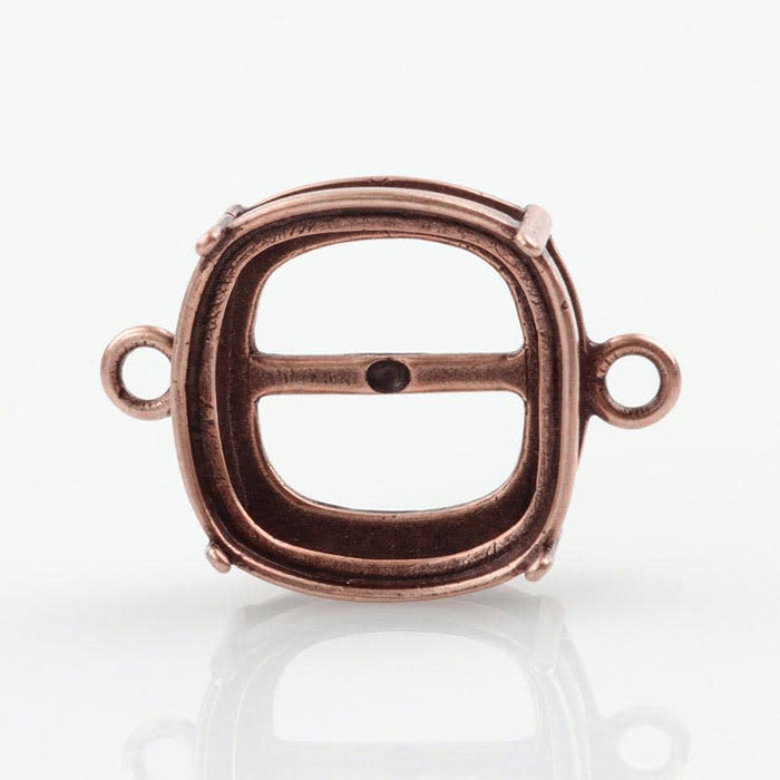 Bezel Setting for 12mm Cushion Stone, 2 Loops - Antique Copper Plated (Each)