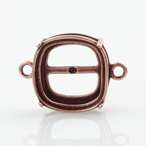 Bezel Setting for 12mm Cushion Stone, 2 Loops - Antique Copper Plated (Each)