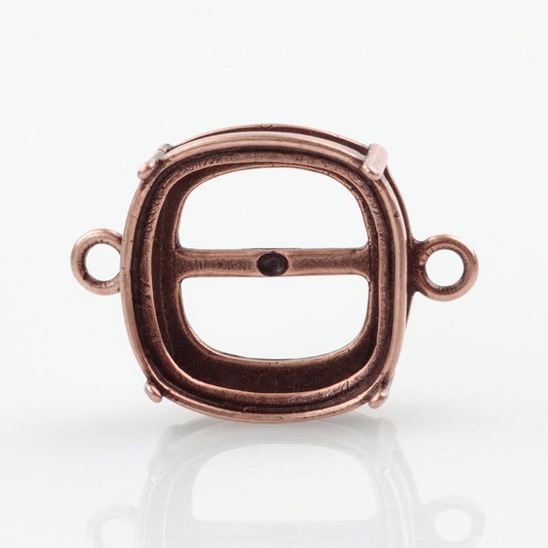 Bezel Setting for 12mm Cushion Stone, 2 Loops - Antique Copper Plated (Each)