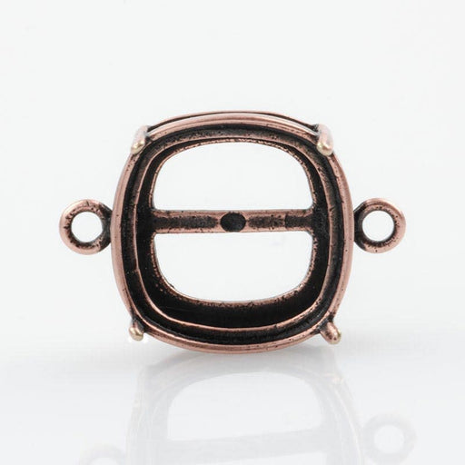 Bezel Setting for 12mm Cushion Stone, 2 Loops - Ant. Copper Plate (Each)