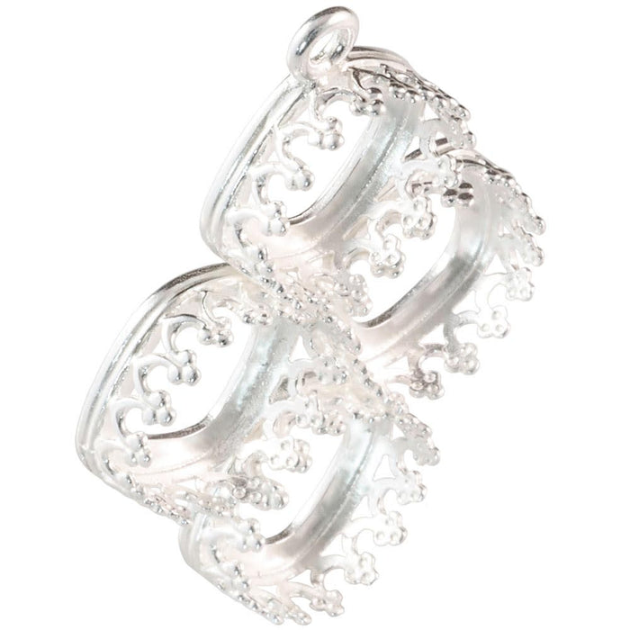 JBB Silver Plated Pendant Bezel Setting for, 4, 10mm Cushion Square Stones (Each)