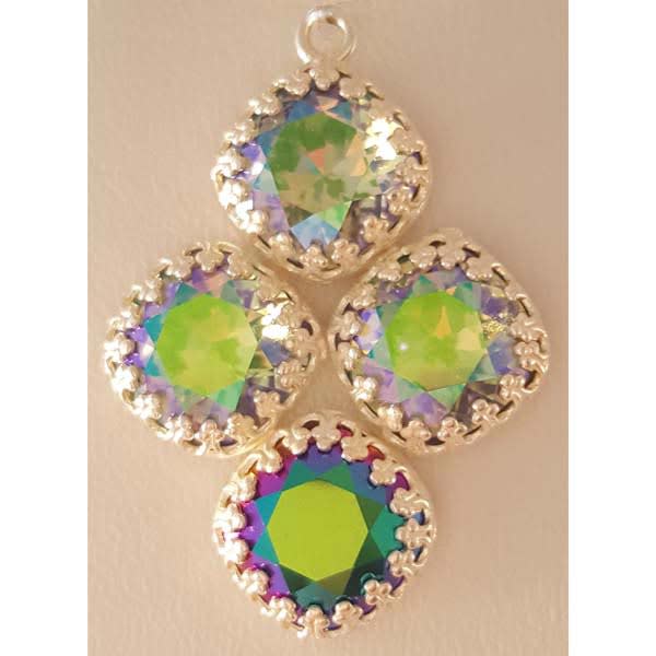 JBB Silver Plated Pendant Bezel Setting for, 4, 10mm Cushion Square Stones (Each)