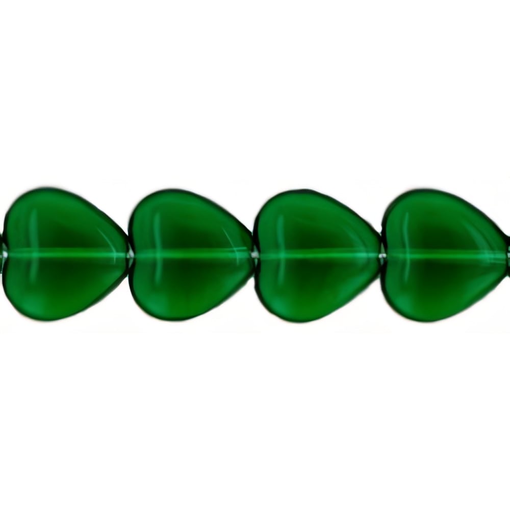 Czech Heart Beads 10/10mm: Green Emerald (25pcs)