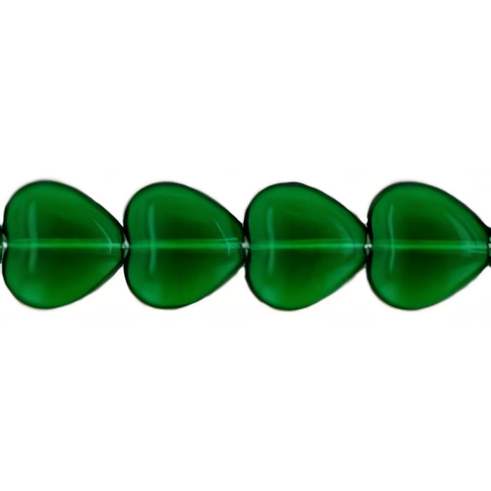Czech Heart Beads 10/10mm: Green Emerald (25pcs)