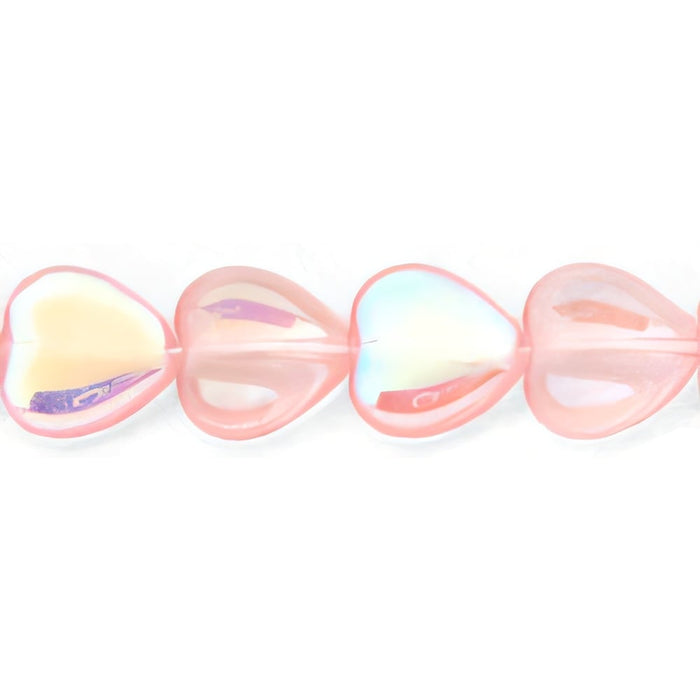 Czech Heart Beads 10/10mm Rosaline AB (25pcs)