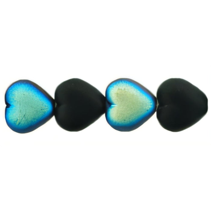 Czech Heart Beads 6 x 6mm Matte - Jet AB (25pcs)