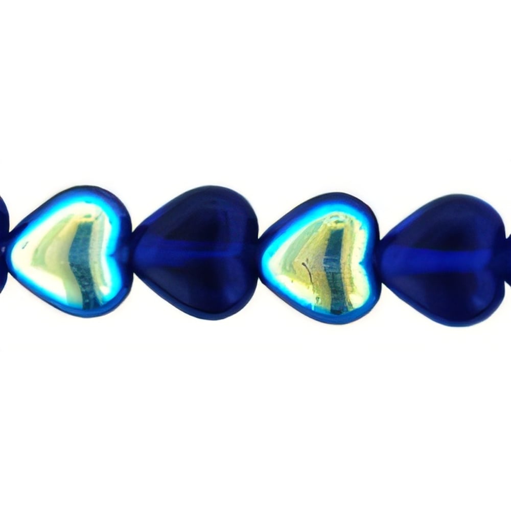 Czech Heart Beads 6 x 6mm Cobalt AB (25pcs)