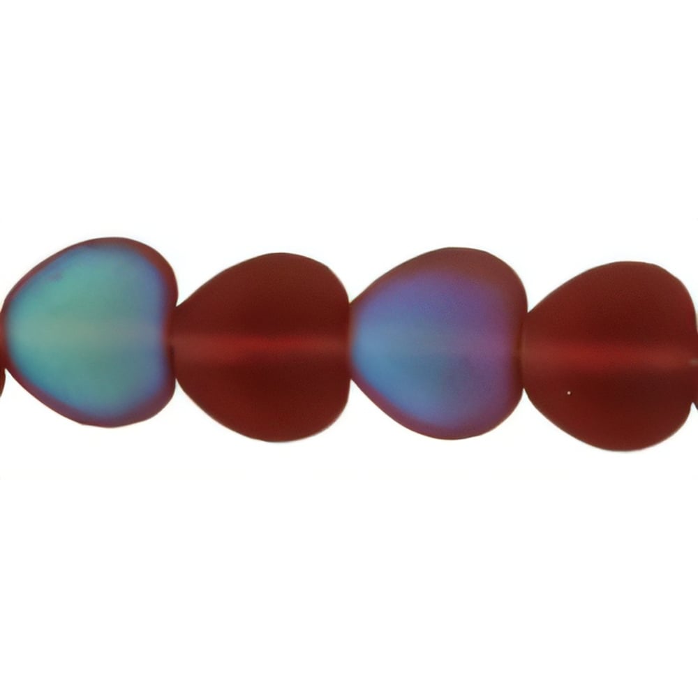 Czech Heart Beads 8 x 8mm Matte - Fuchsia AB (25pcs)