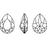 PRESTIGE Crystal, #4320 Pear Fancy Stone 14x10mm, Crystal Electric White Ignite (1 Piece)