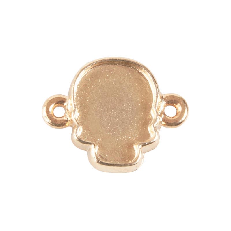 Connector Setting for 10mm Crystal Skull, Ear-to-Ear Loops - Gold Plated (Each)