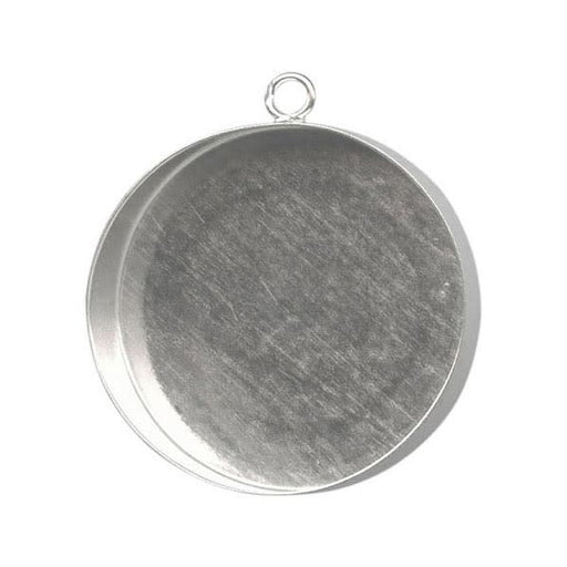 Sterling Silver Bezel Cup, Round, 18mm, 1-Loop (Each)