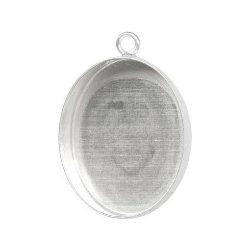 Sterling Silver Bezel Cup, Oval, 16x12mm, 1 Loop (Each)