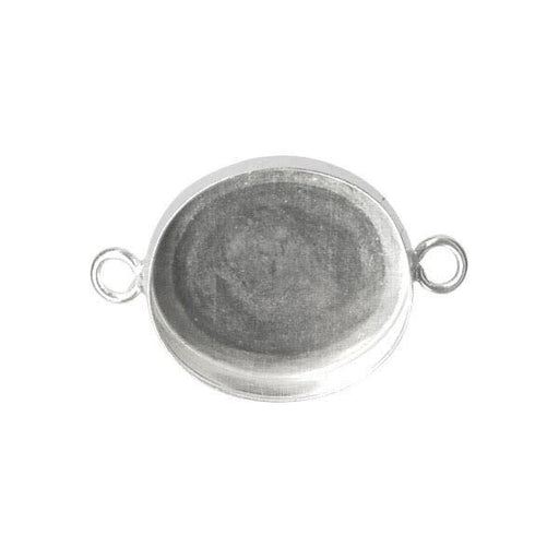 Sterling Silver Bezel Cup, Oval, 12x10mm, 2 Loop (Each)