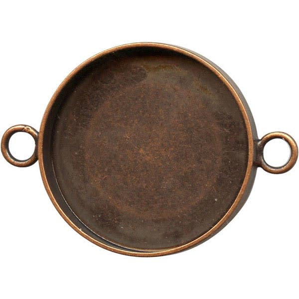 Antiqued Copper Plated Bezel Cup, Round, 20mm, 2 Loop (12 Pieces)
