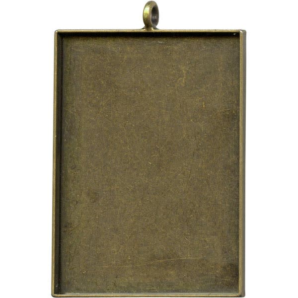 Antiqued Brass Plated Bezel Cup, Rectangle, 38x27mm, 1 Loop (12 Pieces)
