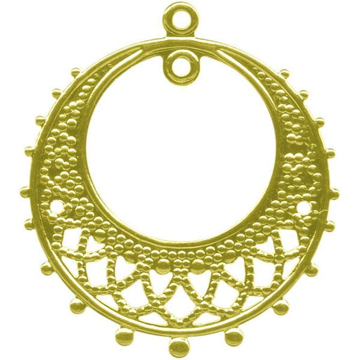 30x25mm Raw Brass Filigree, Round, Inside Loop