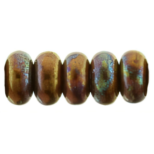 Czech Rondelle 3mm Bronze Luster Iris - Opaque Red