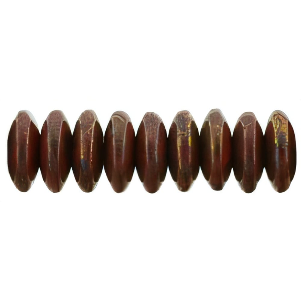 Czech Rondelle 6mm Opaque Red - Bronze Picasso (50pcs)