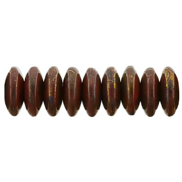 Czech Rondelle 6mm Opaque Red - Bronze Picasso (50pcs)