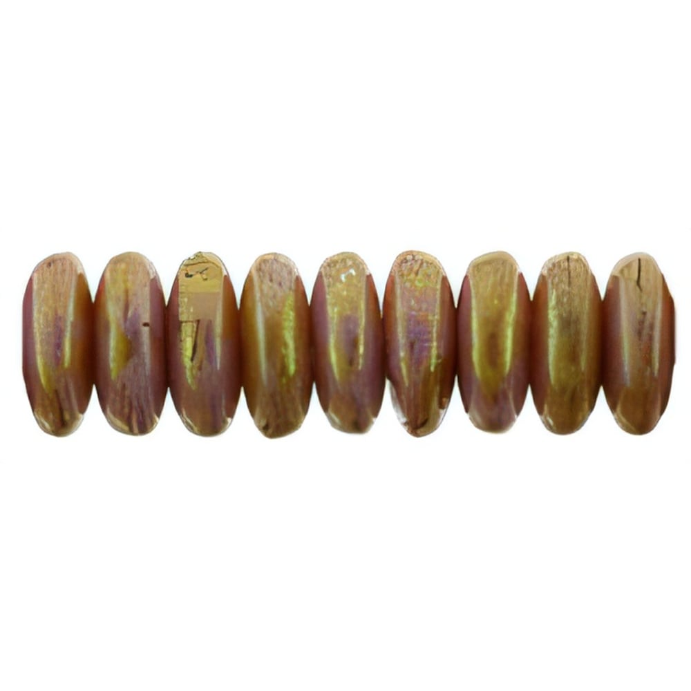 Czech Rondelle 6mm Luster - Opaque Rose/Gold Topaz (50pcs)