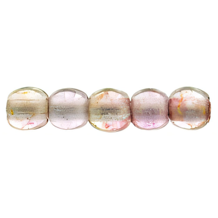 Czech Round Beads 2mm Luster - Transparent Topaz/Pink