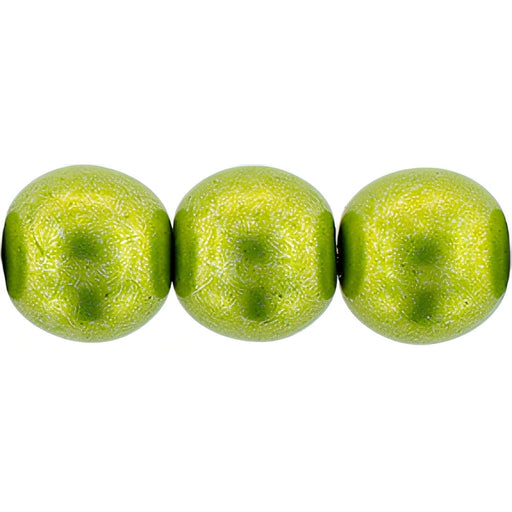 Czech Round Beads 8mm ColorTrends: Saturated Metallic Lime Punch (25pcs)