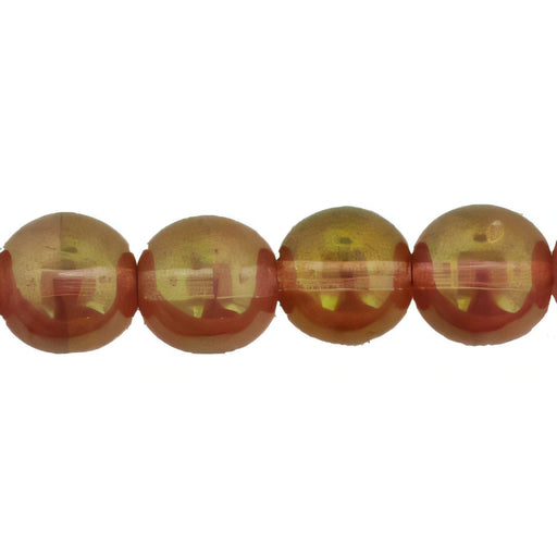Czech Round Beads 8mm Glow in the Dark - Luster - Transparent Topaz/Pink