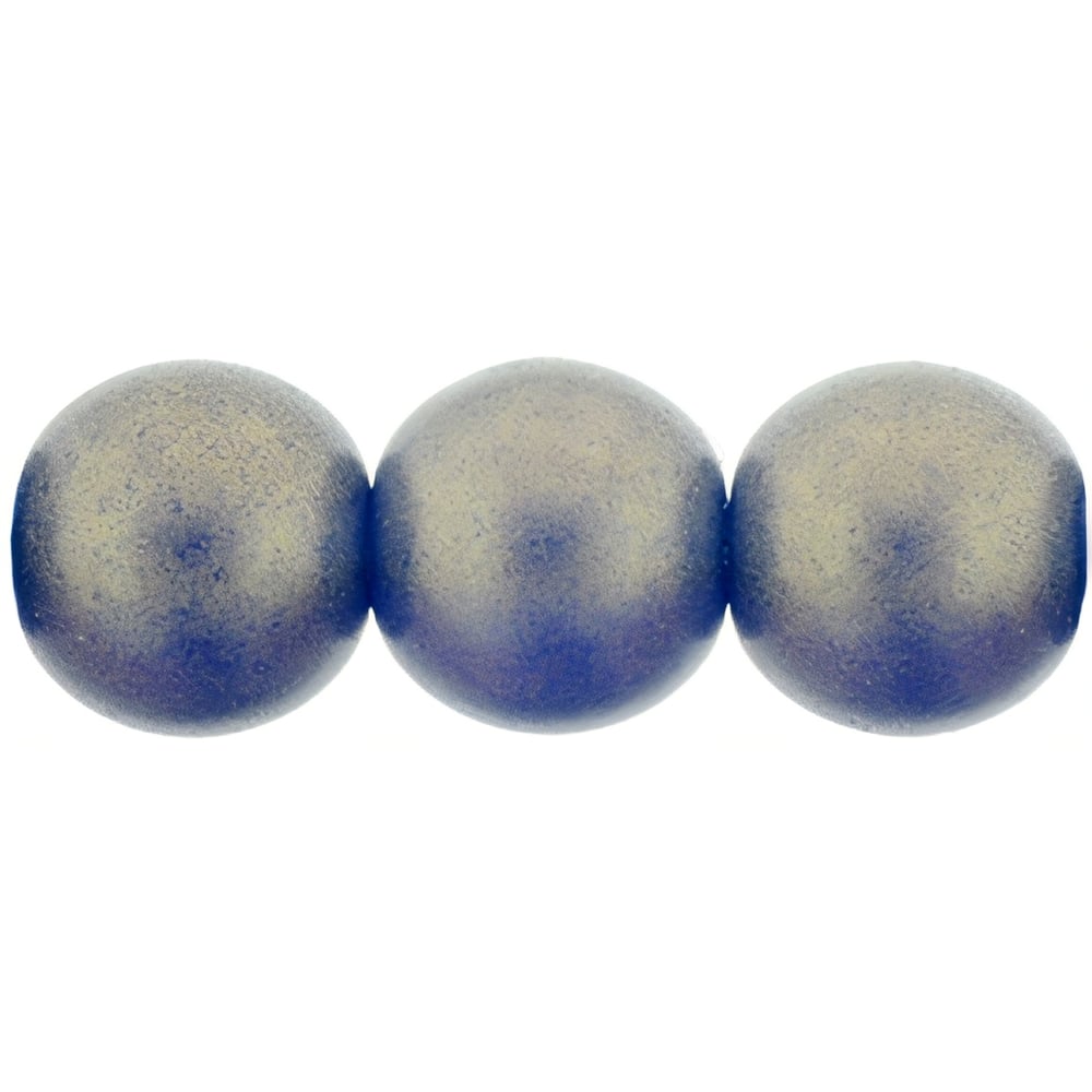 Czech Round Beads 8mm Sueded Gold Capri Blue (25pcs)