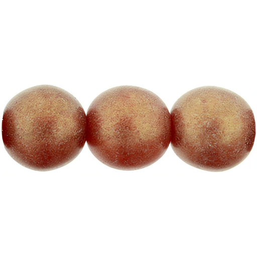 Czech Round Beads 8mm Sueded Gold Ruby (25pcs)