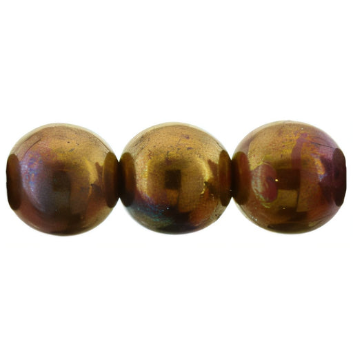 Czech Round Beads 8mm Bronze Luster Iris - Opaque Red (25pcs)