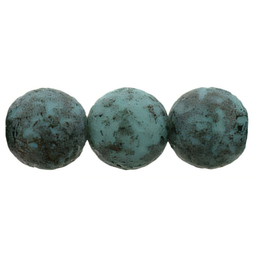 Czech Round Beads 8mm Turquoise - Black Stone Picasso (25pcs)