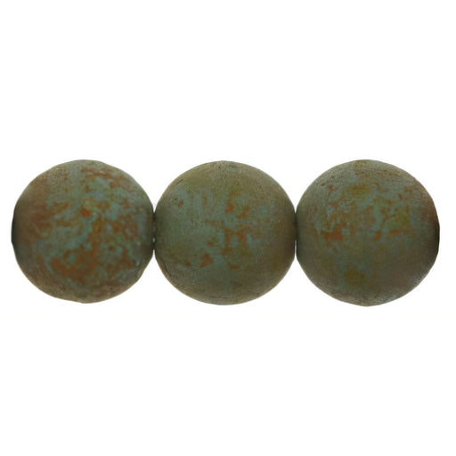 Czech Round Beads 8mm Turquoise - Stone Picasso (25pcs)