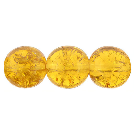 Czech Round Crackle Beads 8mm Med Topaz (25pcs)