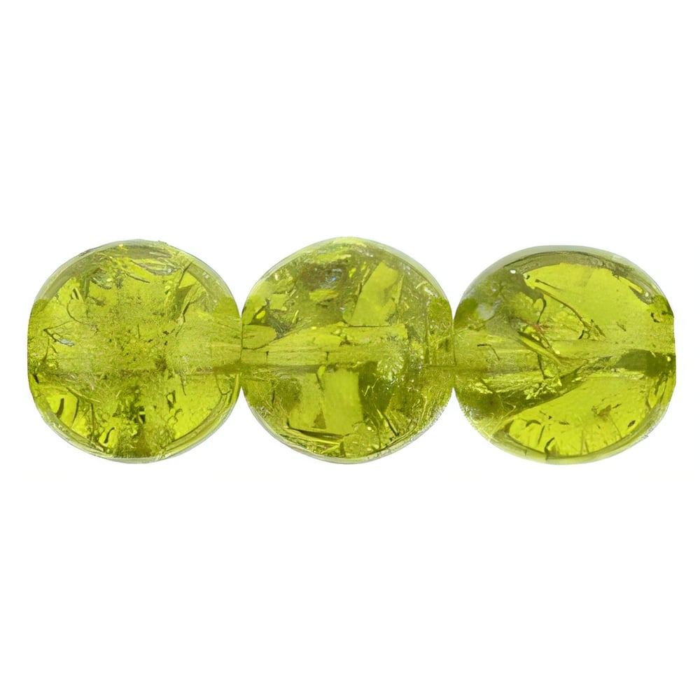 Czech Round Crackle Beads 8mm Olivine (25pcs)