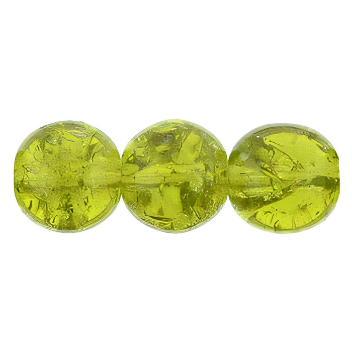 Czech Round Crackle Beads 8mm Olivine (25pcs)