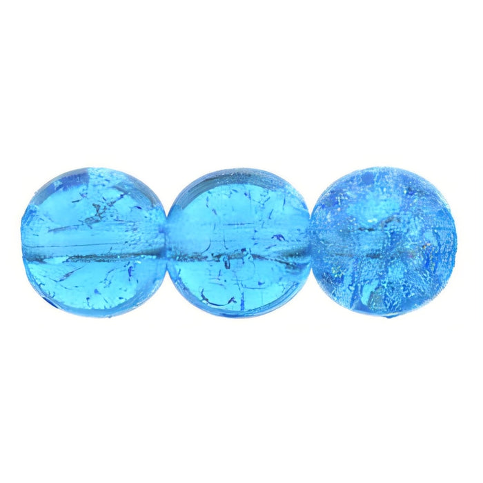 Czech Round Crackle Beads 8mm Aquamarine (25pcs)