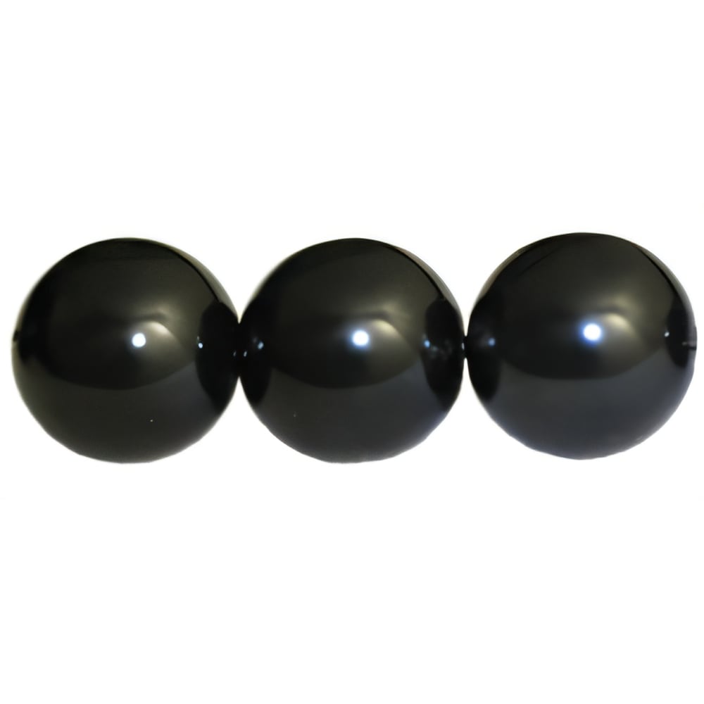 Czech Pearl Coat - Round 10mm Pearl - Black (50pcs)