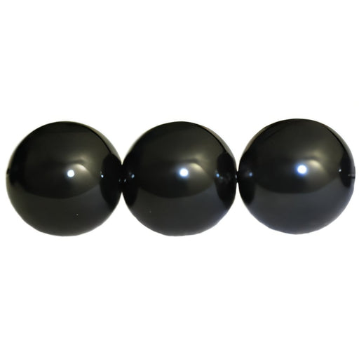 Czech Pearl Coat - Round 10mm Pearl - Black (50pcs)