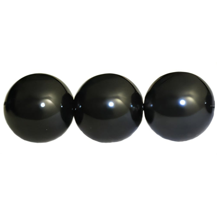 Czech Pearl Coat - Round 10mm Pearl - Black (50pcs)