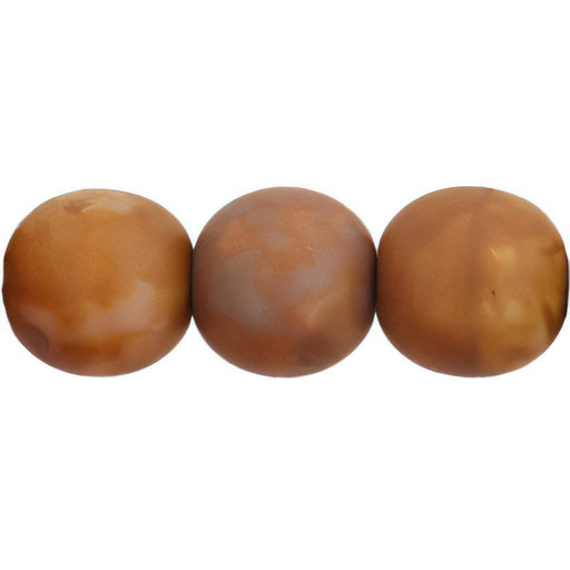 Czech Round Beads 10mm Milky Carmel - Matte Picasso (25pcs)