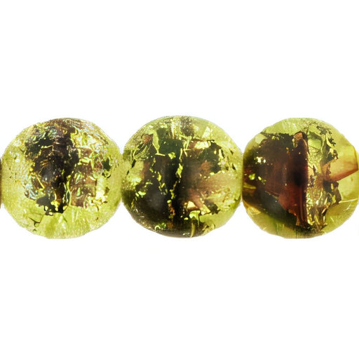 Czech Round Crackle Beads 10mm: Olivine/Amethyst (25pcs)