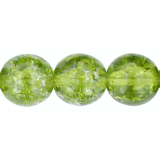 Czech Round Crackle Beads 10mm: Olivine (25pcs)