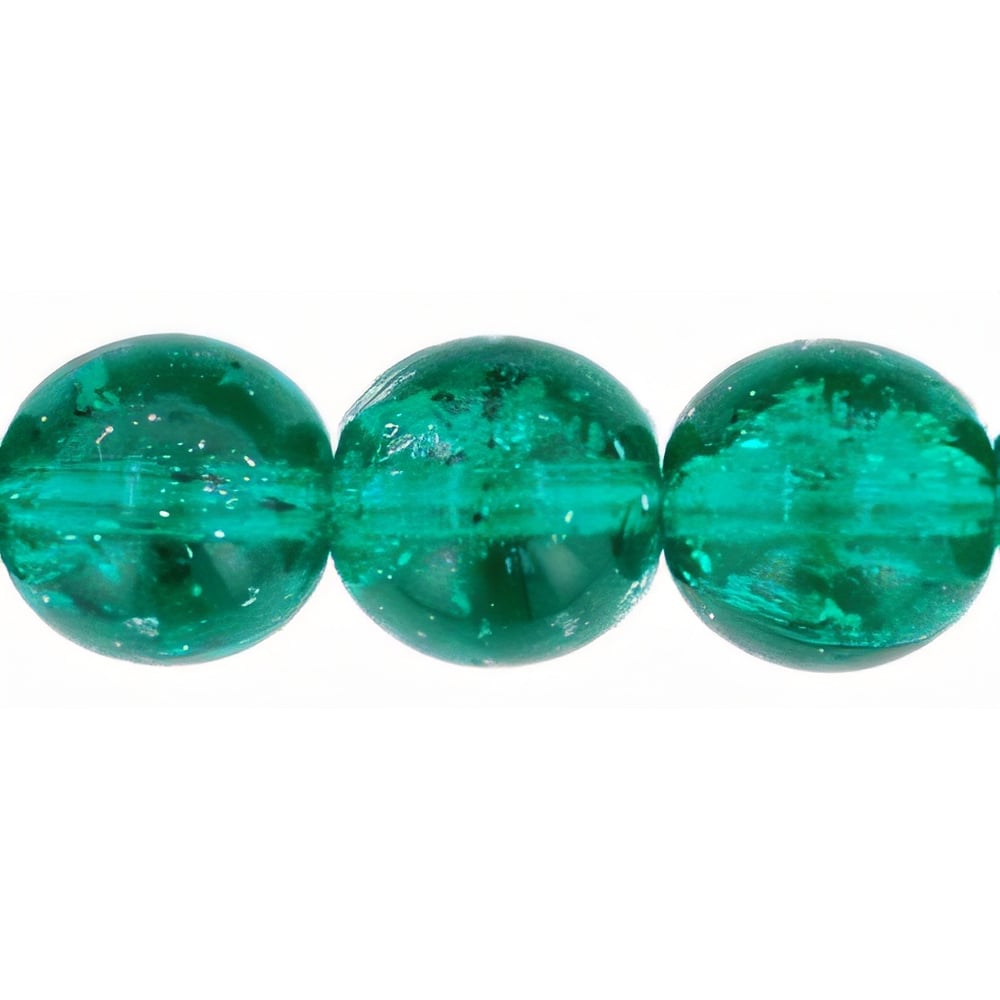 Czech Round Crackle Beads 10mm: Emerald (25pcs)
