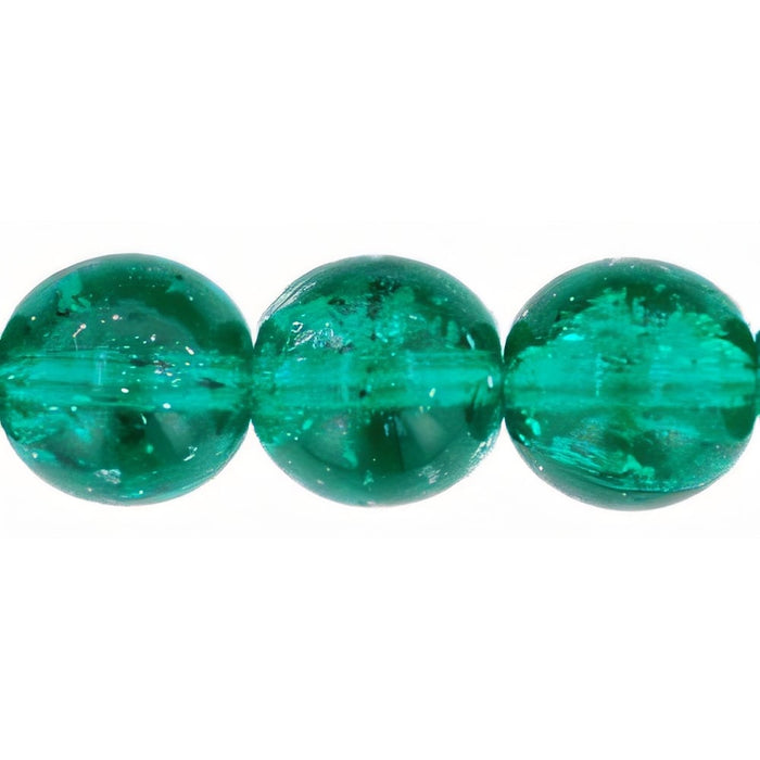 Czech Round Crackle Beads 10mm: Emerald (25pcs)