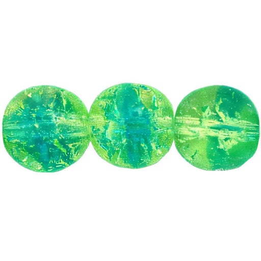 Czech Round Crackle Beads 10mm: Green/Blue (25pcs)