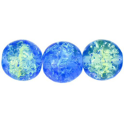 Czech Round Crackle Beads 10mm Blue/Lt Green (25pcs)