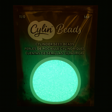 Cylin Seed Beads 11/0 - 25g Bag - Glow in the Dark - Blue