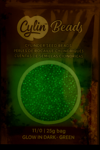 Cylin Seed Beads 11/0 - 25g Bag - Glow in the Dark - Grey