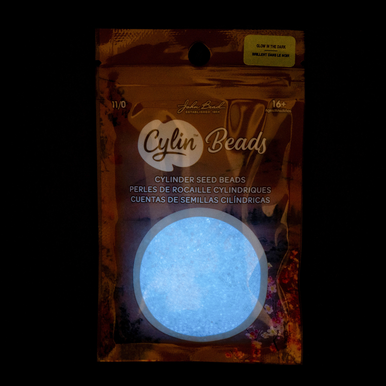 Cylin Seed Beads 11/0 - 25g Bag - Glow in the Dark - White to Sky